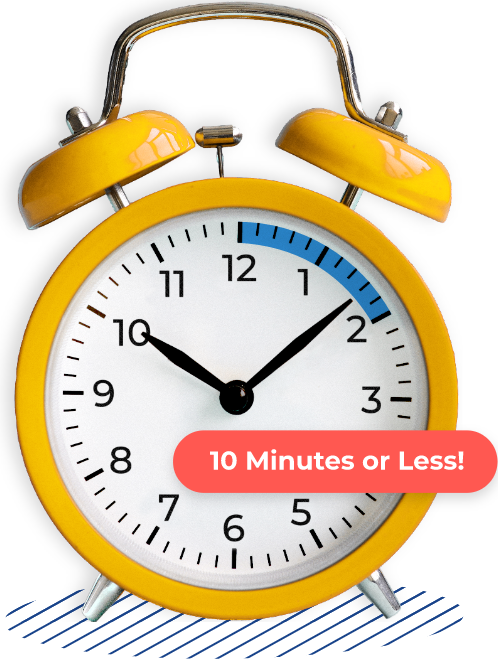 yellow analog clock tracking 10 minutes it takes to apply online for life insurance with Quility