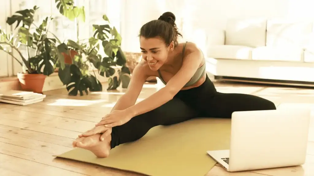 woman doing yoga stretch